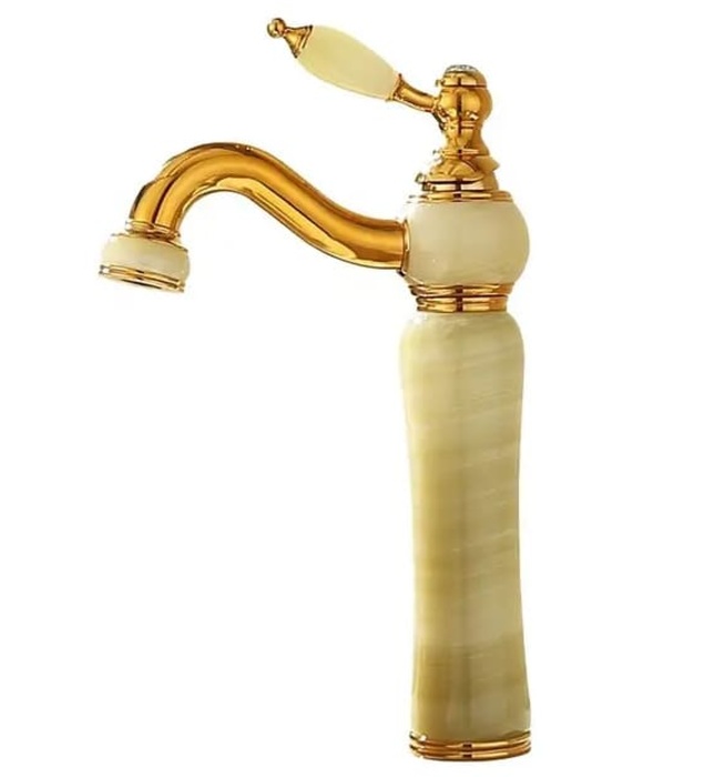 Vòi chậu rửa mặt đính đá mạ vàng CleanMax 5218T