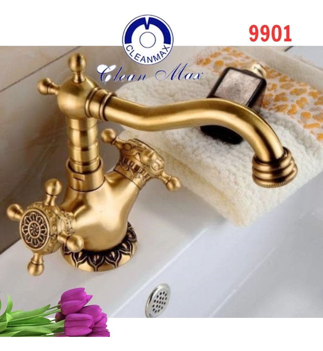 Vòi chậu rửa mặt mạ vàng CleanMax CM9901