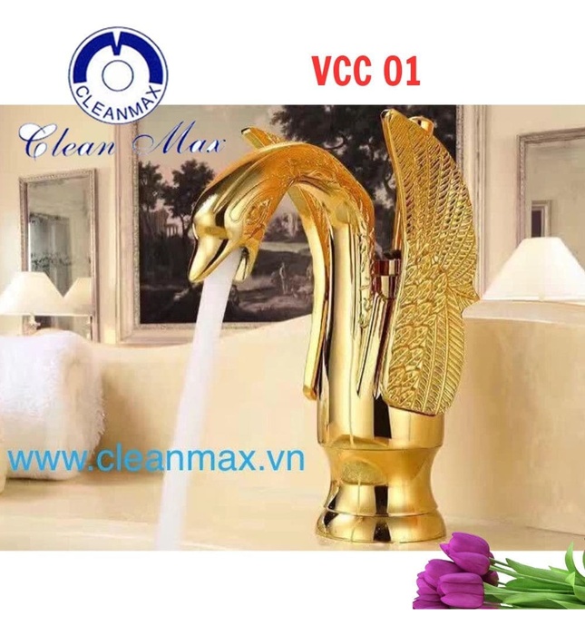 Vòi chậu thiên nga mạ vàng CleanMax VCC 01