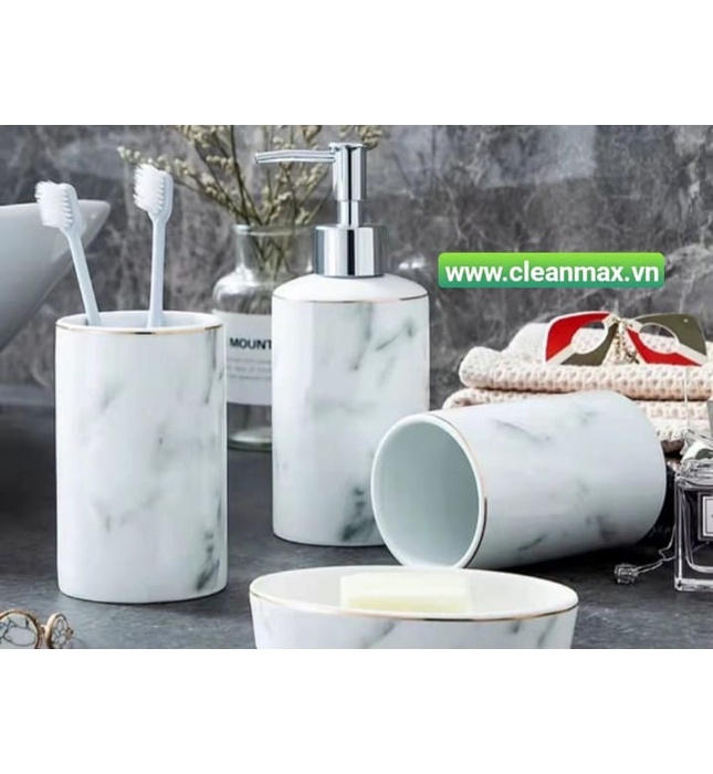Bộ phụ kiện phòng tắm bằng sứ để bàn CleanMax S08 