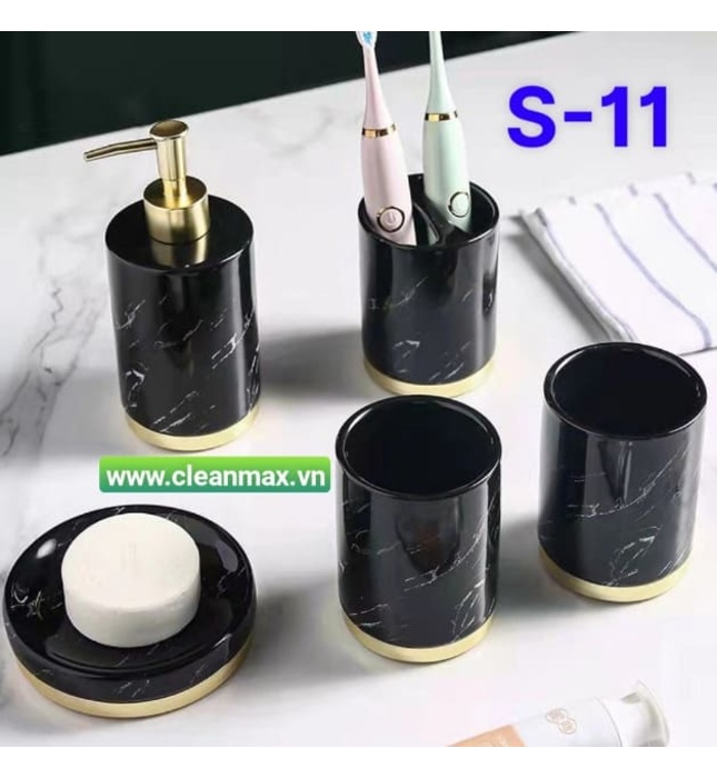 Bộ phụ kiện phòng tắm bằng sứ để bàn CleanMax S11 