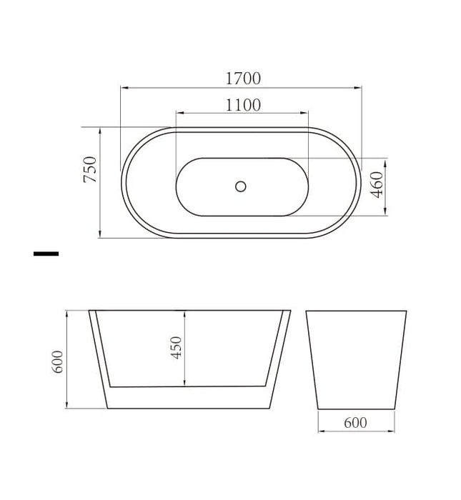 Bồn tắm độc lập Govern JS-6104 (1700x800x600mm)