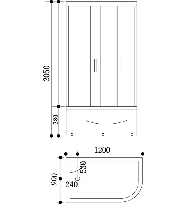 Cabin tắm kính đứng đế lửng Govern LV-93