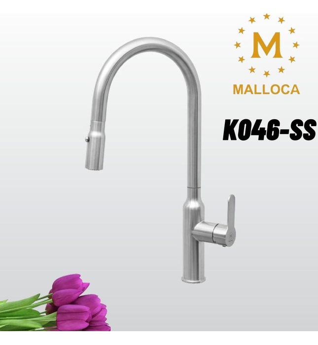 Vòi chậu rửa bát dây rút Malloca K046-SS