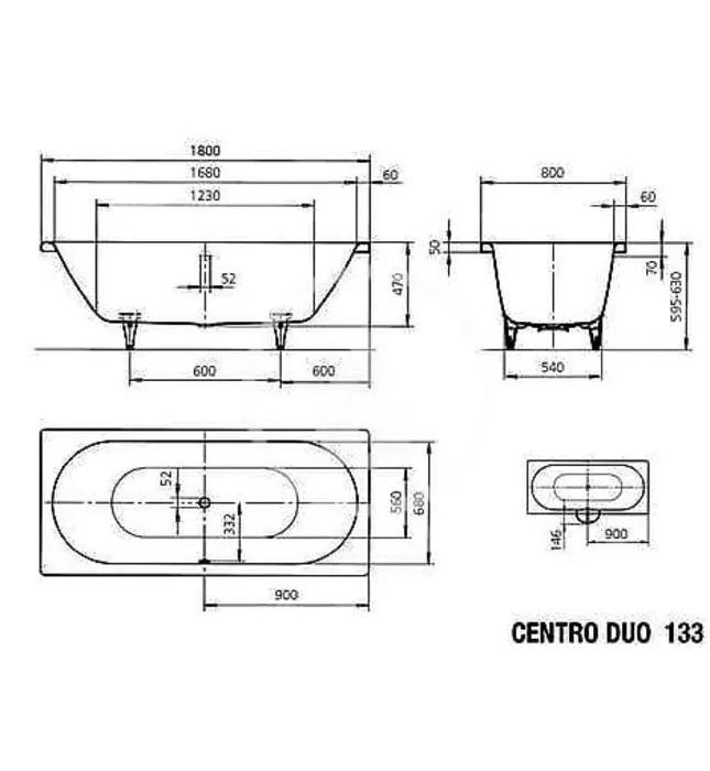 Bồn tắm xây 1.8m thép tráng men KALDEWEI CENTRO DUO 133