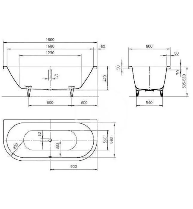Bồn tắm xây 1.8m Titan tráng men KALDEWEI CENTRO DUO 2 135
