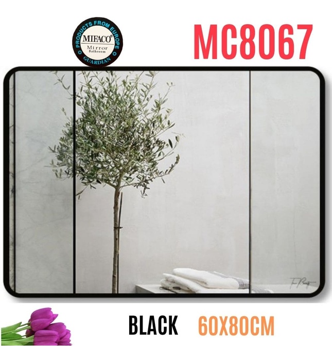 Gương Viền Nhôm Đen Chữ Nhật Ngang 60x80cm Mifaco MC8067
