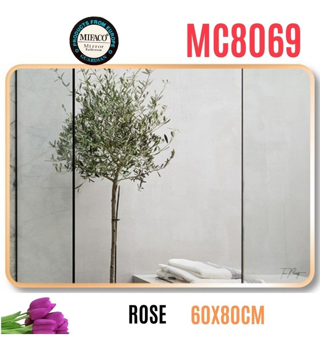 Gương Viền Nhôm Hồng Chữ Nhật Ngang 60x80cm Mifaco MC8069