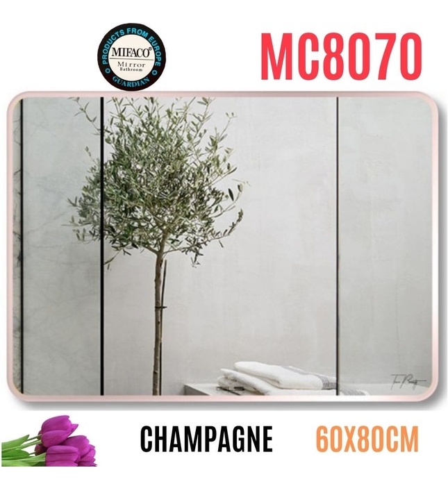 Gương Viền Nhôm Nâu Chữ Nhật Ngang 60x80cm Mifaco MC8070