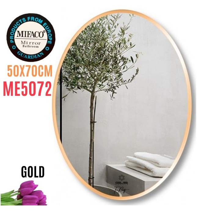 Gương Viền Nhôm Hồng Elip 50x70cm Mifaco ME5072