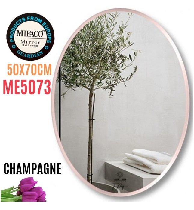 Gương Viền Nhôm Nâu Elip 50x70cm Mifaco ME5073