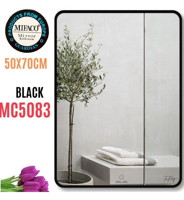 Gương Viền Nhôm Đen Chữ Nhật Đứng 50x70cm Mifaco MC5083