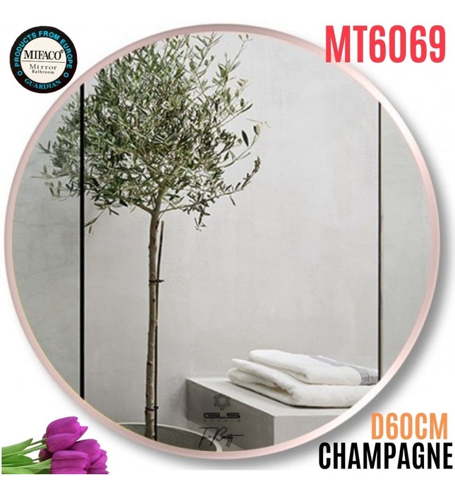 Gương Viền Nhôm Nâu Tròn D60cm Mifaco MT6069