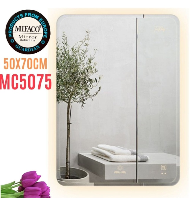 Gương Led Chữ Nhật Đứng 50x70cm Mifaco MC5075 Ánh Sáng Ngoài