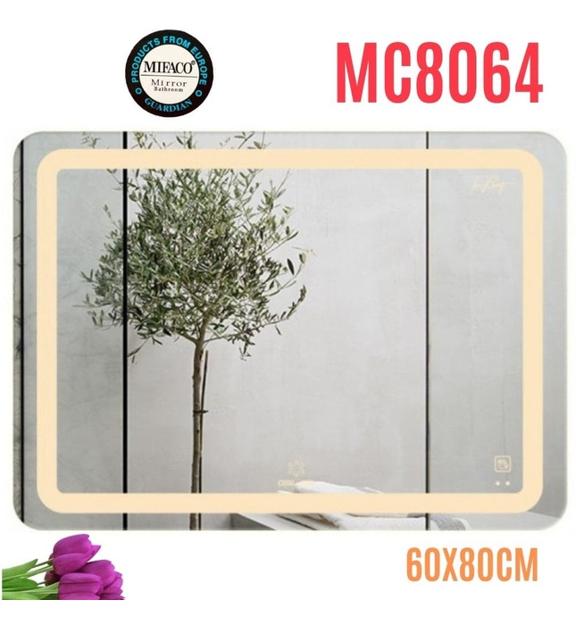 Gương Led Chữ Nhật Ngang 60x80cm Mifaco MC8064 Ánh Sáng Trong