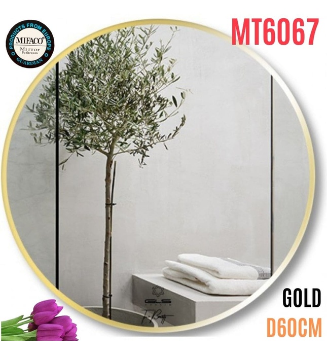 Gương Viền Nhôm Vàng Tròn D60cm Mifaco MT6067