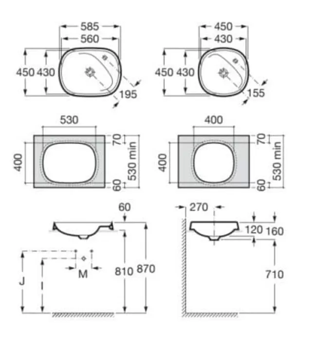 Chậu Lavabo Dương Vành Roca Beyond A3270B6000