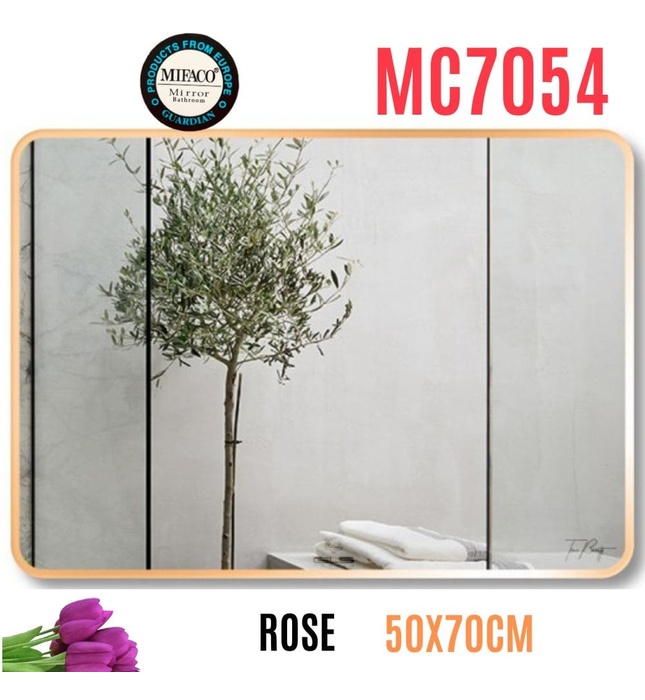 Gương Led Viền Nhôm Hồng 50x70cm Mifaco MC7054 Ánh Sáng Trong