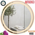 Gương Led Viền Nhôm Hồng Tròn 60cm Mifaco MT6063 Ánh Sáng Trong