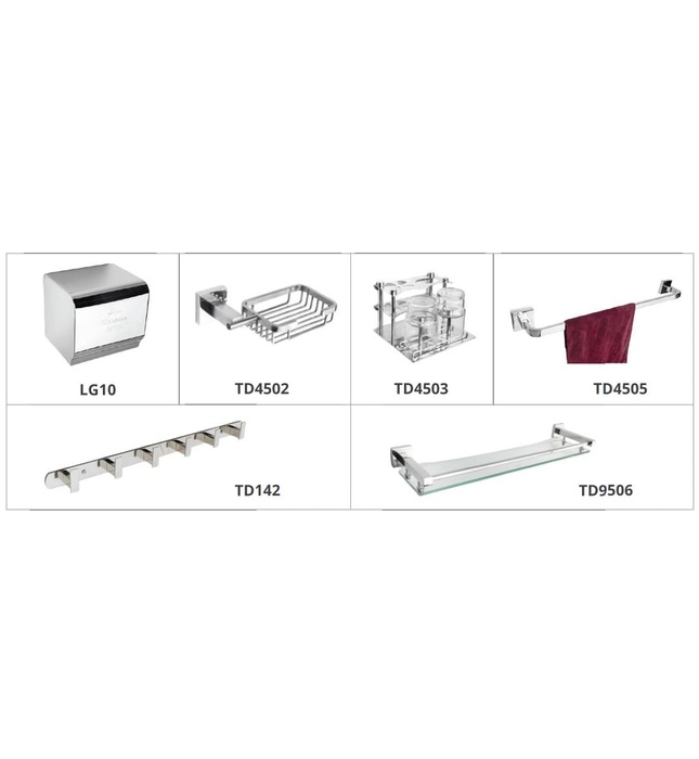 Bộ phụ kiện phòng tắm 6 món SUS304 Toda TD4500