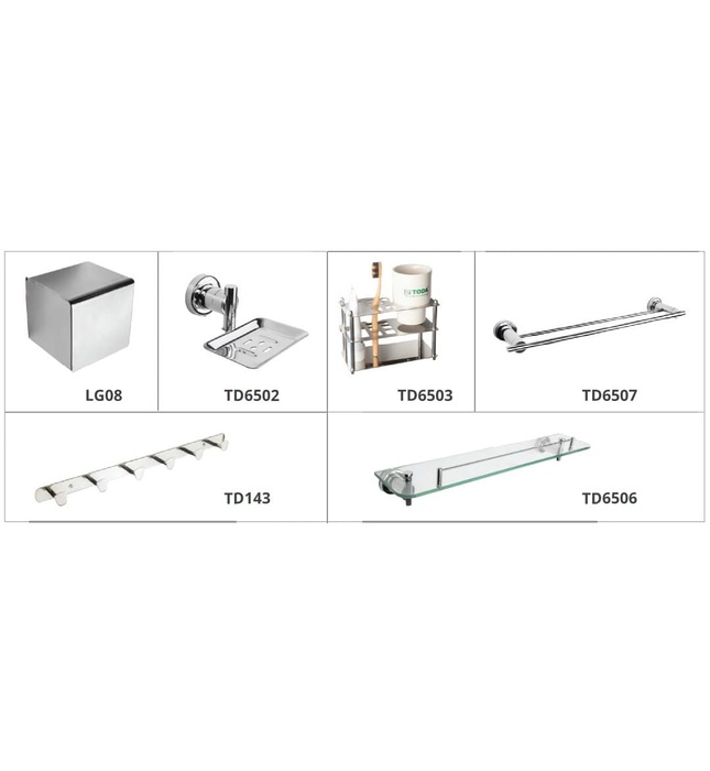 Bộ phụ kiện phòng tắm 6 món SUS304 Toda TD6500