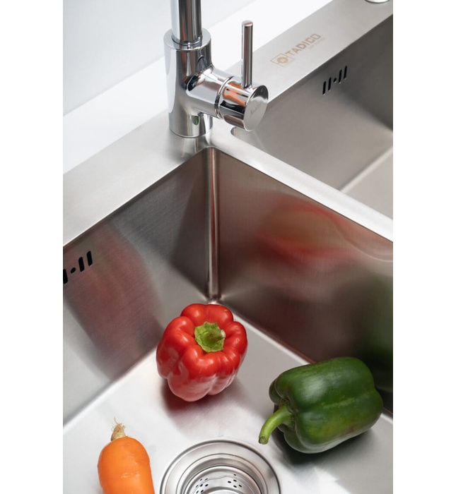 Chậu rửa bát đúc 2 hố SUS304 Tadico LUX.C.82.45.3.MB2