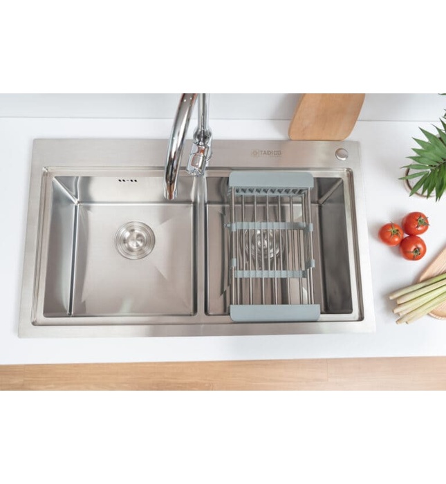 Chậu rửa bát đúc 2 hố SUS304 Tadico LUX.C.82.48.3.GB1