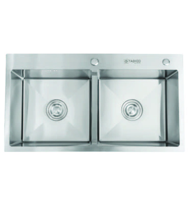Chậu rửa bát đúc 2 hố SUS304 Tadico LUX.C.82.45.2