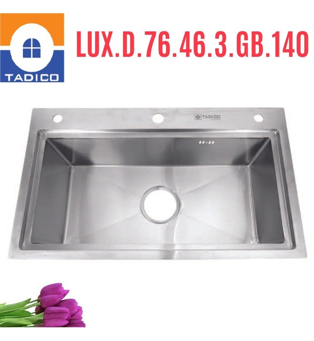Chậu rửa bát đúc 1 hố SUS304 Tadico LUX.D.76.46.3.GB.140