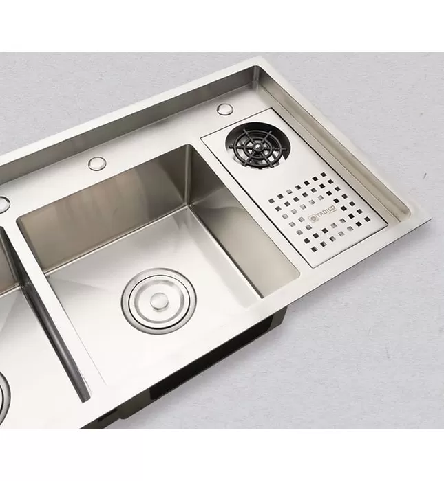 Chậu đúc 2 hố 1 bàn phải SUS304 Tadico LUX.C.100.50.4.GB1
