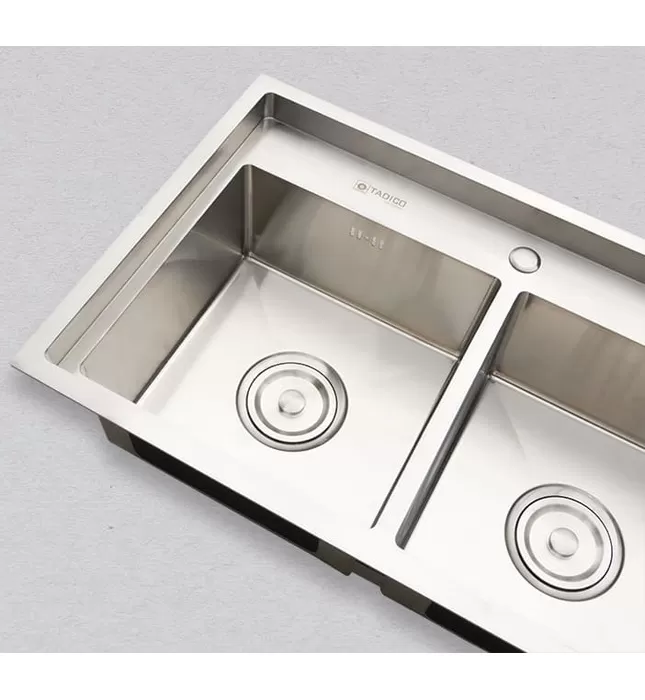 Chậu đúc 2 hố 1 bàn phải SUS304 Tadico LUX.C.100.50.4.GB1