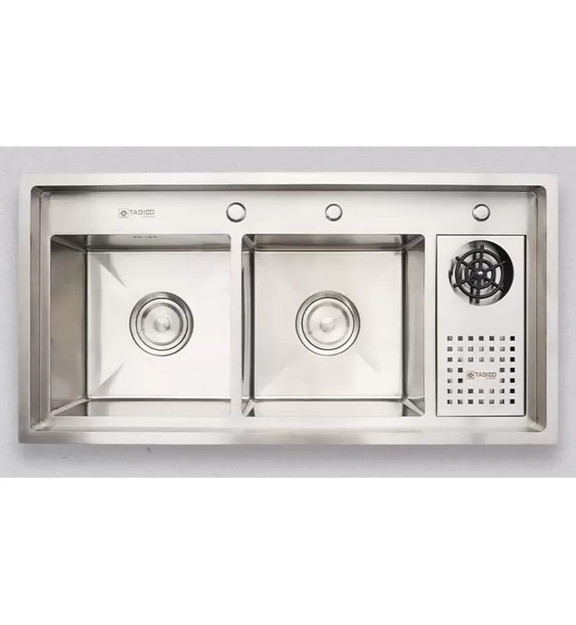 Chậu đúc 2 hố 1 bàn phải SUS304 Tadico LUX.C.100.50.4.GB1