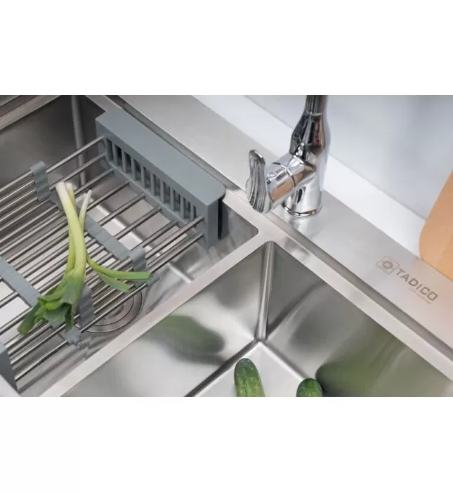 Chậu đúc 2 hố 1 bàn phải SUS304 Tadico LUX.C.105.48.3.GBB1