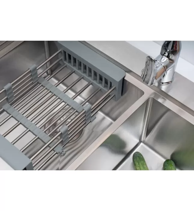 Chậu đúc 2 hố 1 bàn phải SUS304 Tadico LUX.C.105.48.3.GBB1