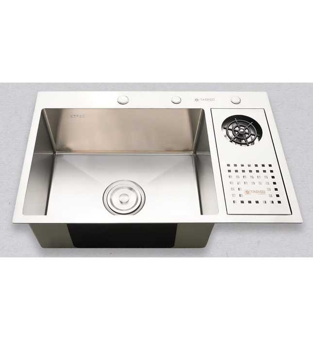 Chậu rửa bát đúc 1 hố 1 bàn SUS304 Tadico LUX.D.76.48.4.140