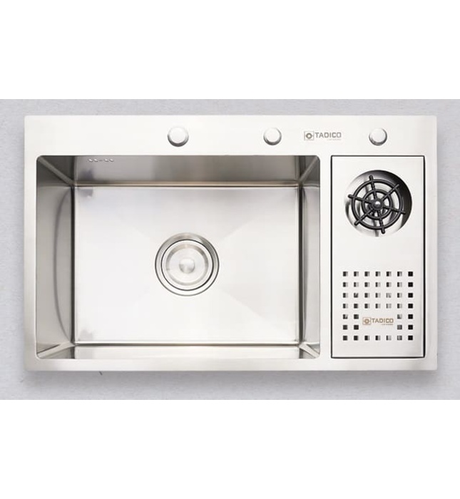 Chậu rửa bát đúc 1 hố 1 bàn SUS304 Tadico LUX.D.76.48.4.140
