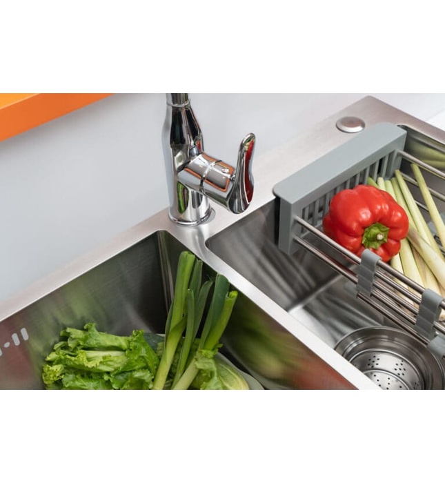 Chậu rửa bát đúc 2 hố lệch SUS304 Tadico LUX.L.82.45.3.MB2