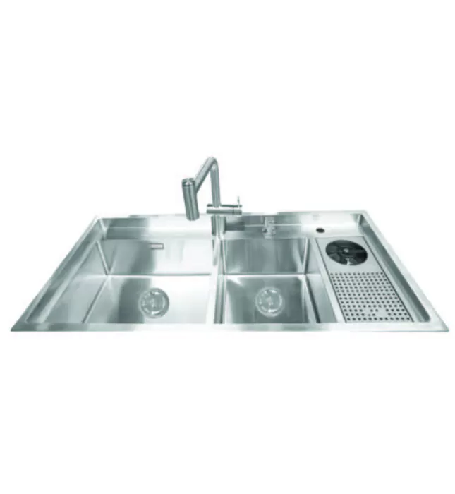 Chậu đúc 2 hố 1 bàn phải SUS304 Tadico LUX.C.100.50.4.GB1