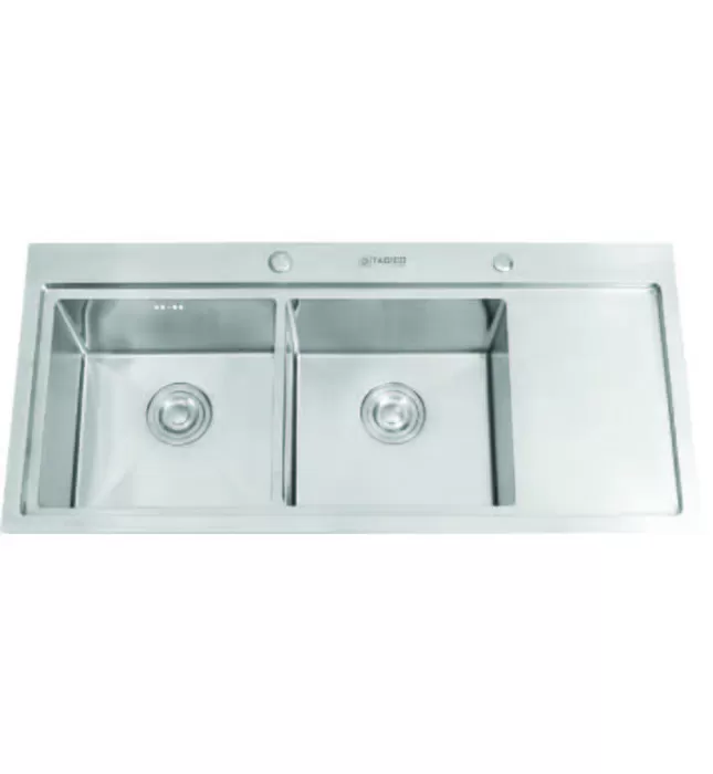 Chậu đúc 2 hố 1 bàn phải SUS304 Tadico LUX.C.105.48.3.GBB1