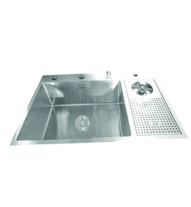 Chậu rửa bát đúc 1 hố 1 bàn SUS304 Tadico LUX.D.76.48.4.140