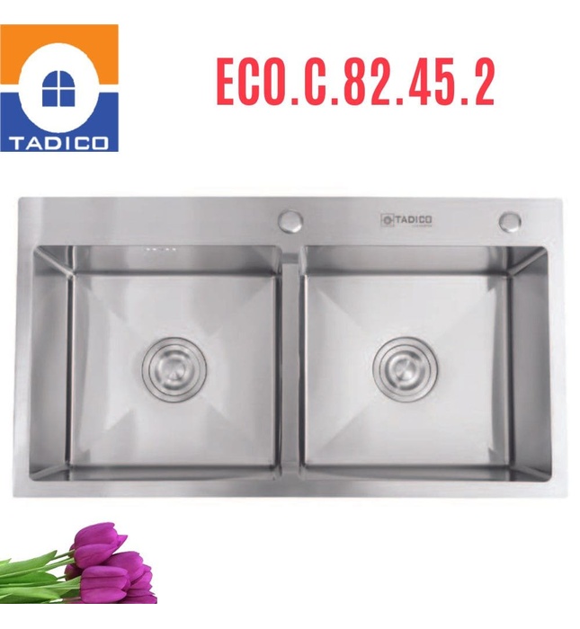 Chậu rửa bát đúc 2 hố SUS304 Tadico ECO.C.82.45.2