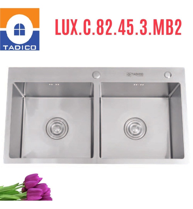 Chậu rửa bát đúc 2 hố SUS304 Tadico LUX.C.82.45.3.MB2