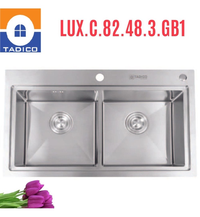 Chậu rửa bát đúc 2 hố SUS304 Tadico LUX.C.82.48.3.GB1