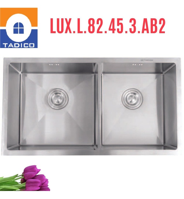 Chậu rửa bát âm bàn 2 hố lệch SUS304 Tadico LUX.L.82.45.3.AB2