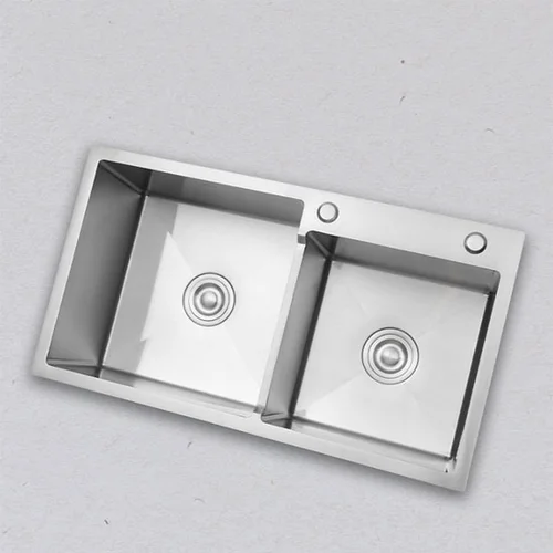 Chậu rửa bát đúc 2 hố lệch SUS304 Tadico LUX.L.82.45.2