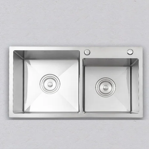 Chậu rửa bát đúc 2 hố lệch SUS304 Tadico LUX.L.82.45.3.MB2