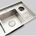 Chậu đúc 2 hố 1 bàn phải SUS304 Tadico LUX.C.100.50.4.GB1