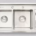 Chậu đúc 2 hố 1 bàn phải SUS304 Tadico LUX.C.100.50.4.GB1