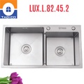 Chậu rửa bát đúc 2 hố lệch SUS304 Tadico LUX.L.82.45.2
