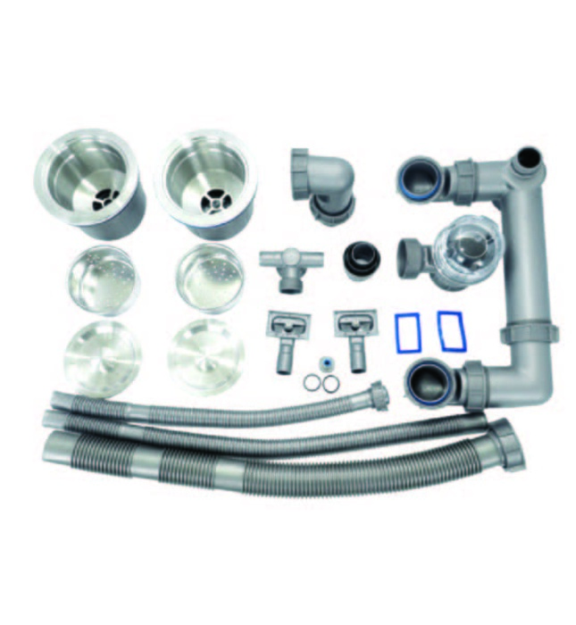 Xi phông chậu rửa bát 2 hố phi 140mm Tadico XP2.OC.1.140